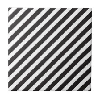 Arc Stripes Diagonal Black & White Pattern Ceramic Tile
