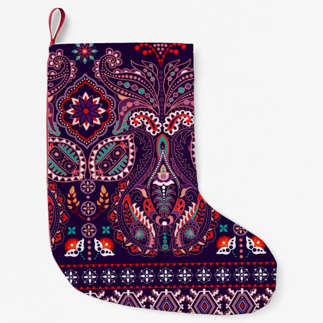 Arc Wheels Dots: Multicolor Pattern Small Christmas Stocking (Front)