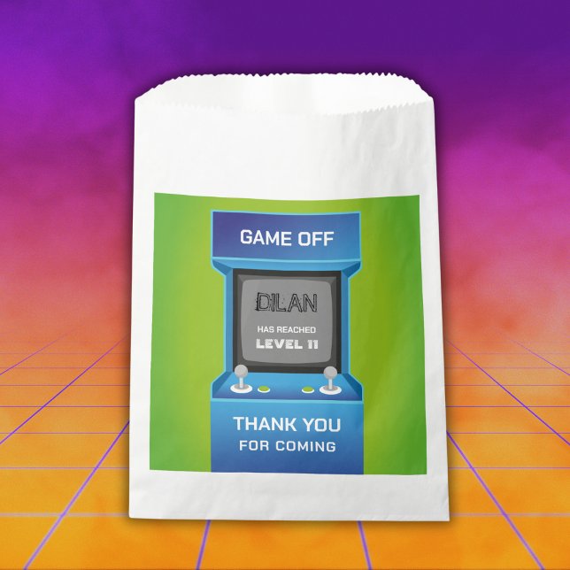 Arcade birthday, gamer birthday invitation favour bag (Creator Uploaded)