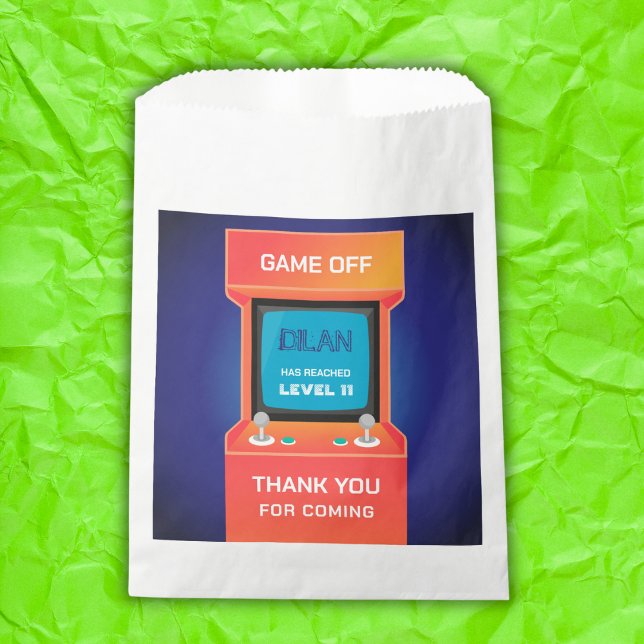 Arcade birthday, gamer birthday invitation favour bag (Creator Uploaded)