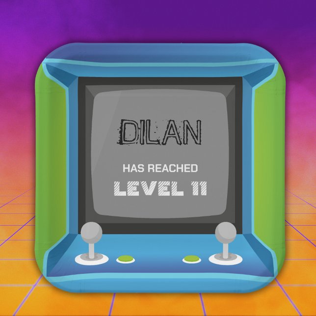 Arcade birthday, gamer birthday invitation paper plate (Creator Uploaded)