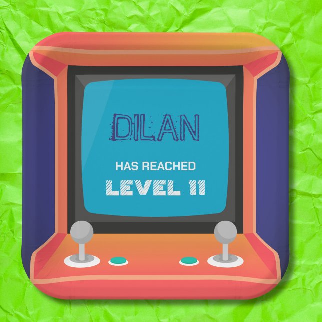 Arcade birthday, gamer birthday invitation paper plate (Creator Uploaded)