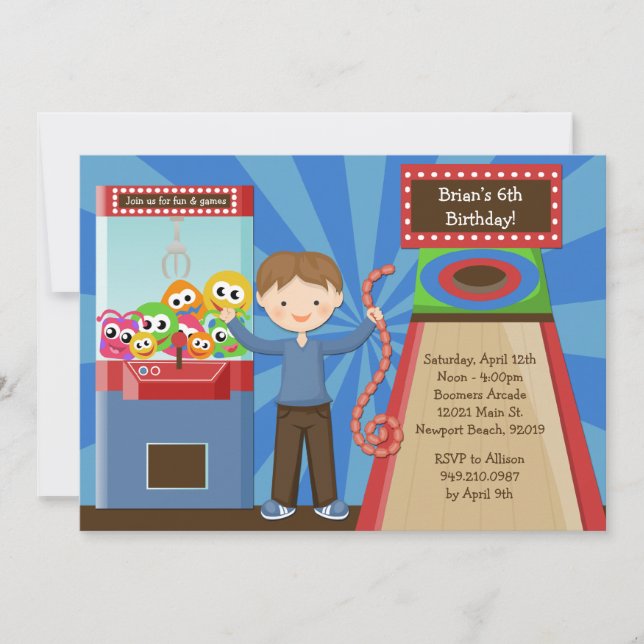 Arcade Birthday Party Invitation (Front)