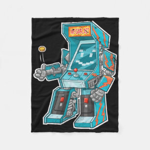 Arcade Bot- Video Game Cabinet With Joystick In Di Fleece Blanket