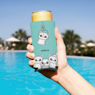 Arcade Claw Cute Kitten Grabber Personalised Seltzer Can Cooler