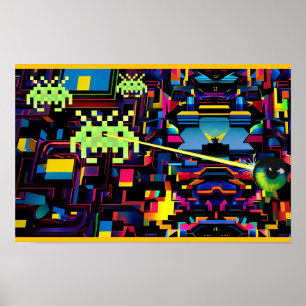 Arcade Death Machine on Patrol - Ken Gauge Art Poster