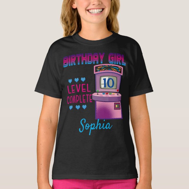 Arcade Game Level Up Birthday Girl T-Shirt (Front)