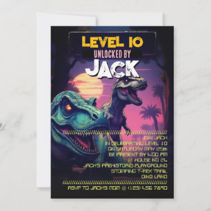 Arcade Game T Rex Boys Birthday Party Invite