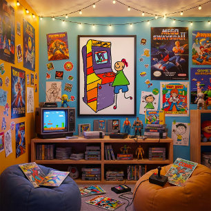 Arcade Gamer Stick Figure Fun Vintage Video Game  Poster