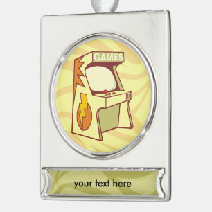 Arcade machine silver plated banner ornament