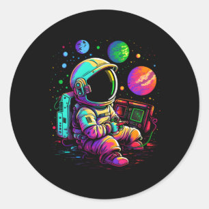 Arcade Planets Universe Gaming Astronaut Classic Round Sticker