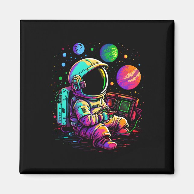 Arcade Planets Universe Gaming Astronaut  Magnet (Front)