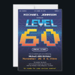 Arcade Retro 80s 60th Birthday Party Invitation<br><div class="desc">Arcade Retro 80s 60th Birthday Party Invitation. Get ready to level up and celebrate a milestone birthday with our electrifying invitation design inspired by the iconic 80s retro game screens. Bursting with vibrant colours and nostalgic graphics, this invitation design brings the excitement and fun of gaming right to your celebration....</div>