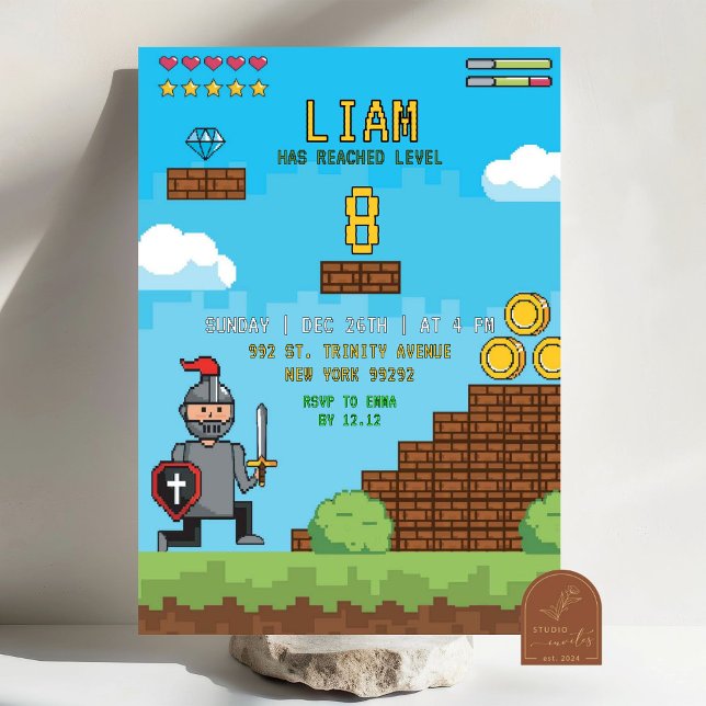 Arcade Video Game Level Up Birthday Invitation (Creator Uploaded)