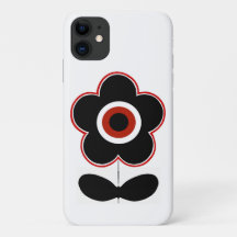 Arcades Retro Black Red Flower Power Phone Case