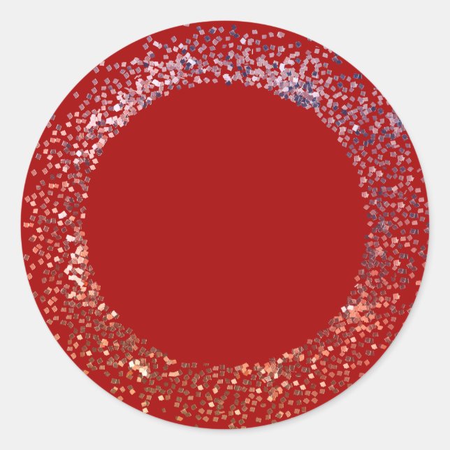 Arcadia red with glitter frame classic round sticker (Front)