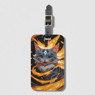 Arcane Ember: The Flamebound Kitten Familiar Luggage Tag