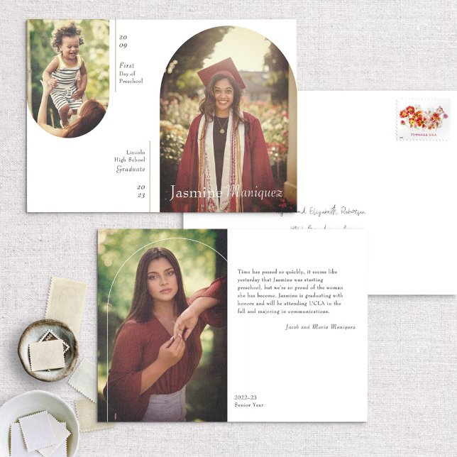 Arch 2 Photo Then & Now Graduation Announcement (Creator Uploaded)