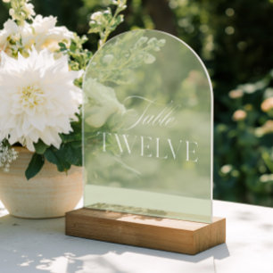 Arch Acrylic Green Wedding Table Twelve Number Invitations