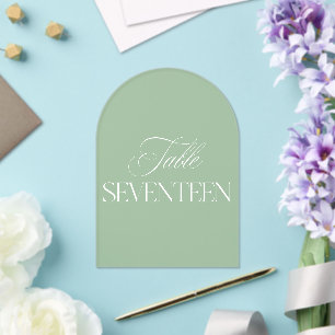 Arch Acrylic Sage Green Wedding Table 17 Number Invitations