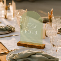 Arch Acrylic Sage Green Wedding Table Four Number