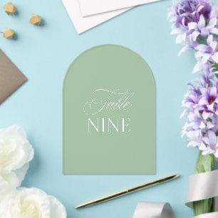 Arch Acrylic Sage Green Wedding Table Nine Number Acrylic Invitations