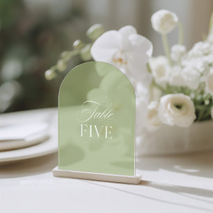 Arch Acrylic Sage Green Wedding Table Number