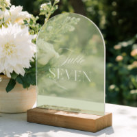 Arch Acrylic Sage Green Wedding Table Seven Number