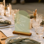 Arch Acrylic Sage Green Wedding Table Six Number Invitations<br><div class="desc">Designed for garden weddings, refined receptions, and timeless outdoor celebrations. Coordinates with the “Iris” Wedding Invitation Collection — click the collection link on this page to find matching items like menus, invitations, signage, and more. Please note: this template is not editable. To find other table numbers in this series, visit...</div>