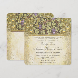 Arch Art Nouveau Peacock Birds Wedding Invitation