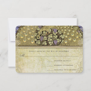 Arch Art Nouveau Peacock Birds Wedding RSVP