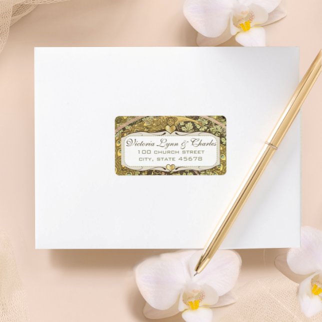 Arch Art Nouveau Vineyard Peacock Address Labels (Creator Uploaded)