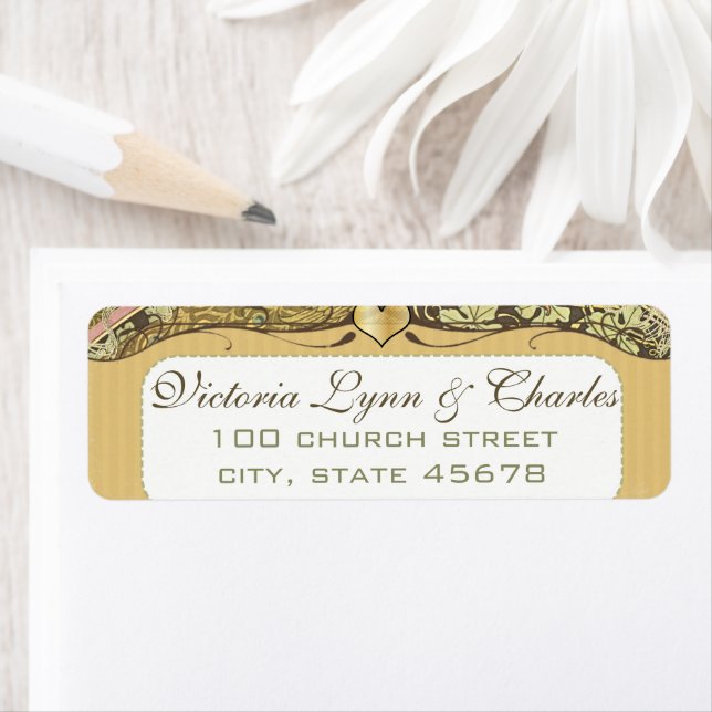 Arch Art Nouveau Vineyard Peacock Address Labels (Insitu)