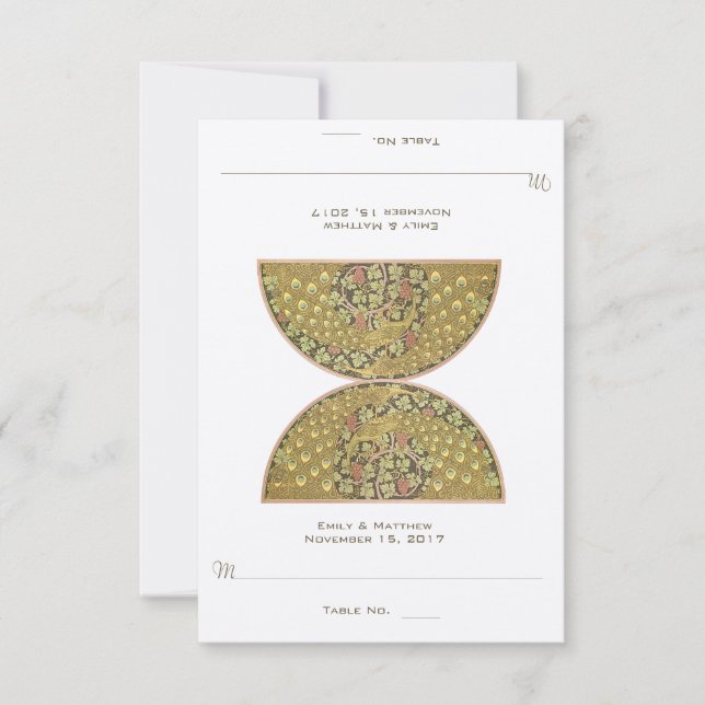 Arch Art Nouveau Vineyard Peacock Response Card (Front)