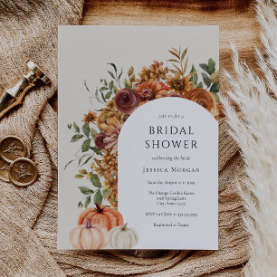 Arch Autumn Pumpkin Bridal Shower Invitation
