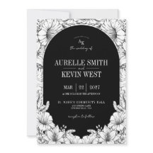 Arch Black White Floral Rustic Monogram Wedding 