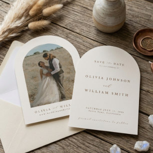 Arch Boho Minimalist Photo Wedding Save The Date