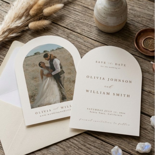 Arch Boho Minimalist Photo Wedding Save The Date (Creator Uploaded)
