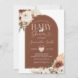 Arch Boho pampas grass Floral Baby Shower Invitation