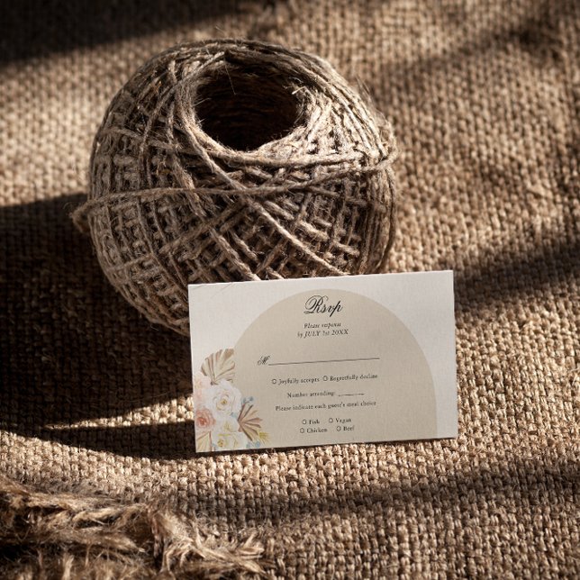 Arch Boho Pampas Grass Wedding RSVP Enclosure Card (Creator Uploaded)