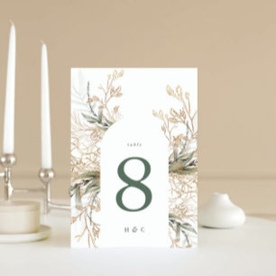 Arch Botanical Eucalyptus Golden Greenery Moss Tab Table Number