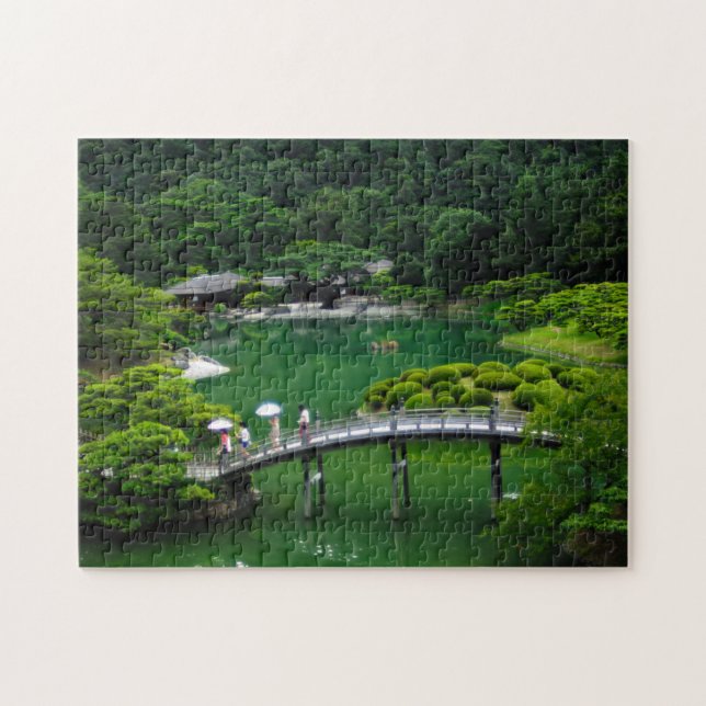 Arch Bridge in Japanese Forest and Lake Jigsaw Puzzle (Horizontal)