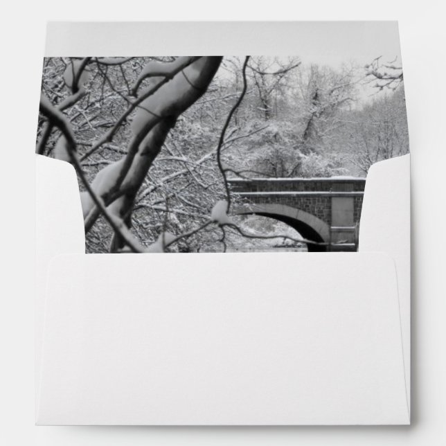 Arch Bridge over Frozen River in Winter Envelope (Back (Bottom))