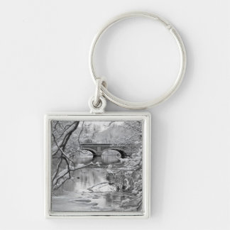 Arch Bridge over Frozen River in Winter Key Ring