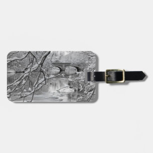 Arch Bridge over Frozen River in Winter Luggage Tag