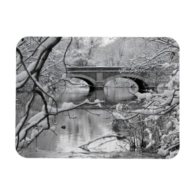 Arch Bridge over Frozen River in Winter Magnet (Horizontal)