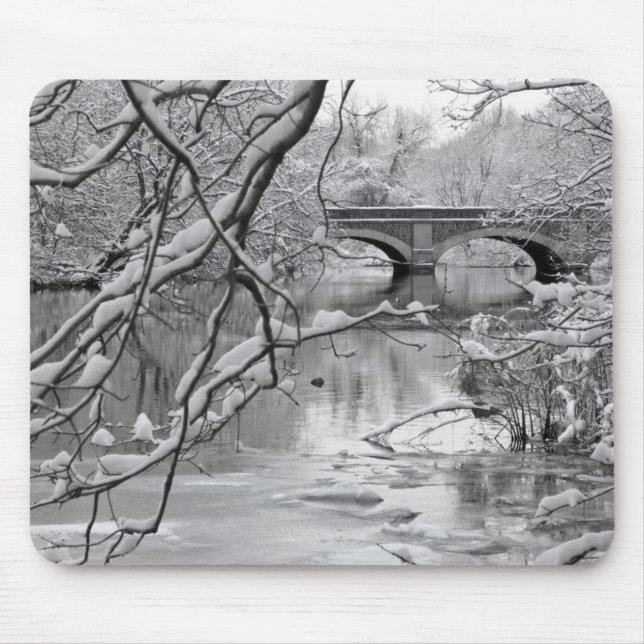 Arch Bridge over Frozen River in Winter Mouse Pad (Front)