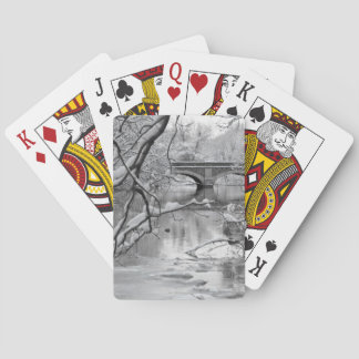 Arch Bridge over Frozen River in Winter Playing Cards