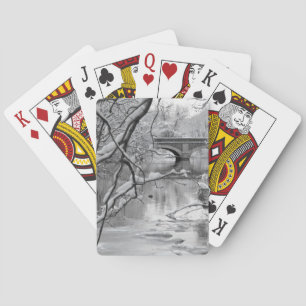 Arch Bridge over Frozen River in Winter Playing Cards