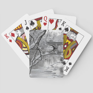 Arch Bridge over Frozen River in Winter Playing Cards